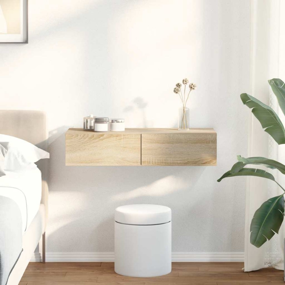 vidaXL Ράφι τοίχου με συρτάρια Sonoma Oak Κατασκευασμένο ξύλο 80x33x17 cm 1 τεμ.