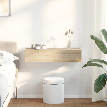 vidaXL Ράφι τοίχου με συρτάρια Sonoma Oak Κατασκευασμένο ξύλο 80x33x17 cm 1 τεμ.