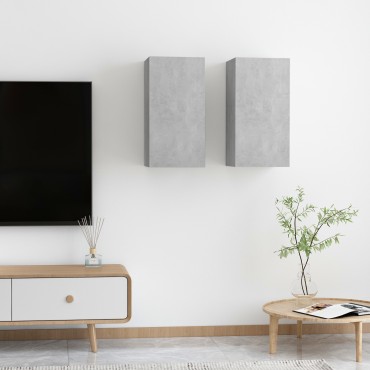 vidaXL Έπιπλα Τηλεόρασης 2 τεμ. Γκρι Σκυρ. 30,5x30x60cm Επεξ. Ξύλο