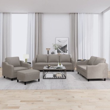 vidaXL Πολυθρόνες Σετ 4 τεμ. Taupe από Ύφασμα με Μαξιλάρια 78x77x80cm  Διθέσιος Τριθέσιος