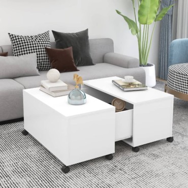vidaXL Τραπεζάκι Σαλονιού Λευκό 75x75x38cm από Μοριοσανίδα 1 τεμ.