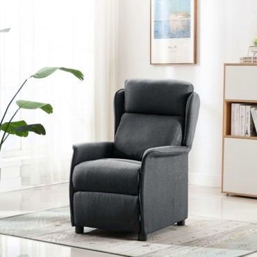vidaXL Πολυθρόνα Recliner Σκούρο Γκρι Ύφασμα 66.5x94x101.5 cm