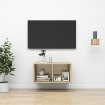 vidaXL Έπιπλο Τηλεόρασης Κρεμαστό Sonoma Δρυς 37x37x72cm Επεξ. Ξύλο