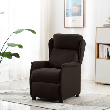 vidaXL Πολυθρόνα Ανακλινόμενη Σκούρο Καφέ 67,5x93,5x101,5cm Ύφασμα