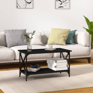 vidaXL Τραπεζάκι Σαλονιού Μαύρο 80x45x45cm Επεξεργασμένο Ξύλο+Σίδηρος 1 τεμ.