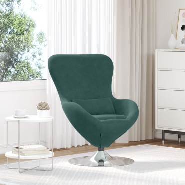 vidaXL Πολυθρόνα Αυγού Dark Green Βελούδο