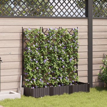 vidaXL gataXL Γλάστρα Κήπου με Πλέγμα 3 τμχ Καφέ 120x40x125.5 εκ.