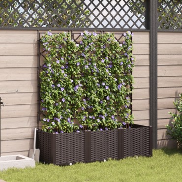 vidaXL Γλάστρα Κηπουρικής με Πλέκτη 3 τεμ Καφέ 120x40x143 εκ.