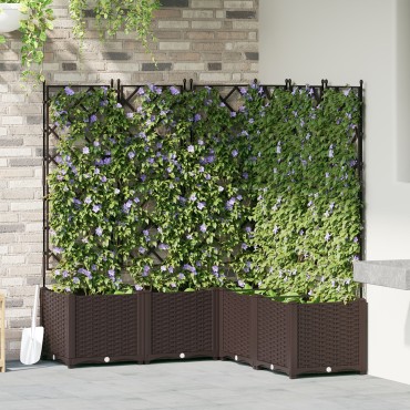 vidaXL Γλάστρα κήπου με πλέγμα 5 τεμ Καφέ 120x120x143 εκ