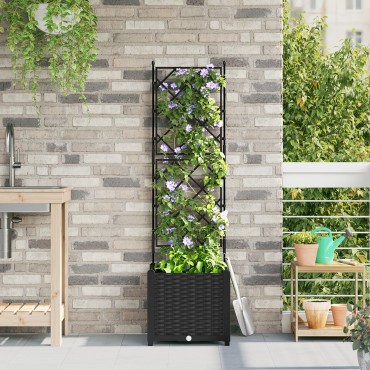 vidaXL Γλάστρα Κήπου με Πλέγμα Μαύρη 40x40x143 εκ