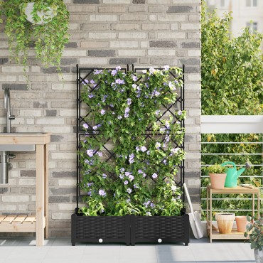 vidaXL Γλάστρα Κήπου με Πρέσβεια 2 τεμ Μαύρη 80x40x125.5 εκ.