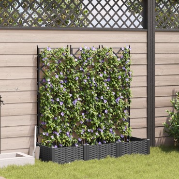 vidaXL Γλάστρα Κήπου με Πλέγμα 3 τεμ Μαύρη 120x40x125.5 εκ.