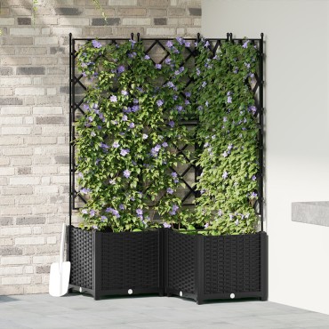 vidaXL Γλάστρα Κήπου με Πλέγμα 3 τεμ Μαύρη 80x80x143 εκ