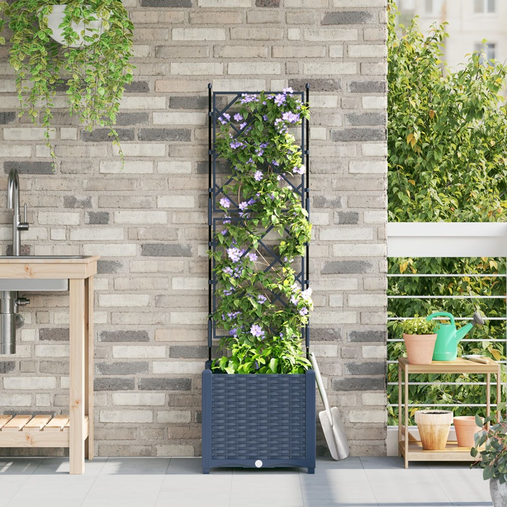 vidaXL Γλάστρα Κήπου με Πλέγμα Γκρι 40x40x143 εκ