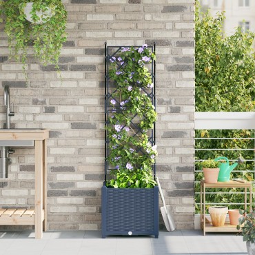 vidaXL Γλάστρα Κήπου με Πλέγμα Γκρι 40x40x143 εκ