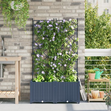 vidaXL Γλάστρα Κήπου με Πλέκτη 2 τεμ Γκρι 80x40x143 εκ