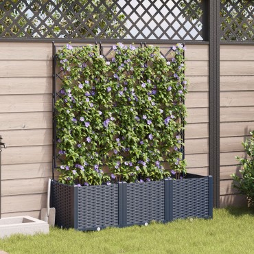 vidaXL Γλάστρα Κήπου με Πλέγμα 3 τμχ Γκρι 120x40x143 εκ