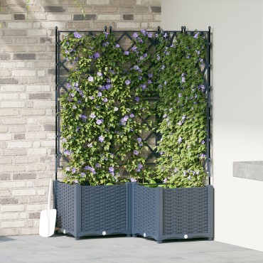 vidaXL Γλάστρα Κήπου με Πέργκολα 3 τεμ Γκρι 80x80x143 εκ