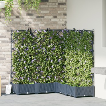 vidaXL Γλάστα Κήπου με Πλέγμα 5 τμχ Γκρι 120x120x125.5 εκ