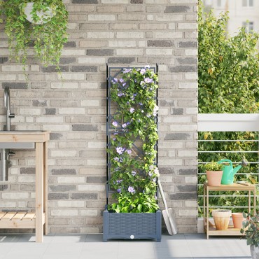 vidaXL Γλάστρα Κήπου με Στήλη Ανοιχτό Γκρι 40x40x125.5 εκ