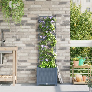 vidaXL Γλάστρα Κήπου με Πέργκολα Ανοιχτό Γκρι 40x40x143 εκ