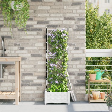 vidaXL Γλάστρα Κήπου με Πλέγμα Λευκή 40x40x125.5 εκ