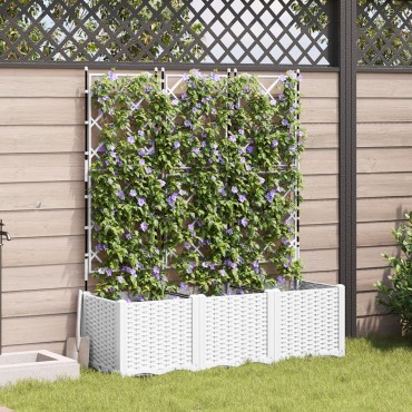 vidaXL Γλάστρα με πλέγμα 3 τμχ Λευκή 120x40x143 εκ