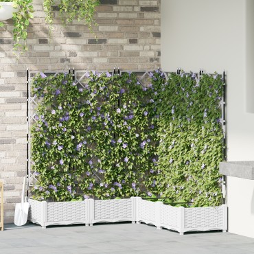 vidaXL Γλάστρα Κήπου με Πύργο 5 τεμ Λευκή 120x120x125.5 εκ