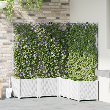 vidaXL Γλάστρα Κήπου με Πλέγμα 5 τμχ Λευκή 120x120x143 εκ