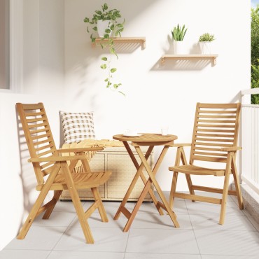 vidaXL Καρέκλες Κήπου 2 τεμ. από Στερεό Ξύλο Τικ 64x57x107cm