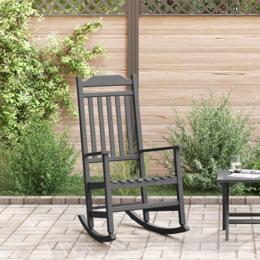 vidaXL Κουνιστή καρέκλα Κήπου Μαύρη 65x84x114cm HDPE
