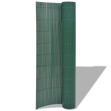 vidaXL Διπλής Όψης Φράχτης Κήπου PVC 150x500cm Γκρι Πράσινο Πλαστικό