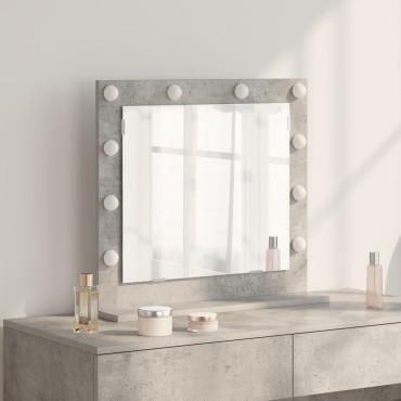 vidaXL Καθρέφτης Vanity με LED Φώτα Γκρι Σκυρόδεμα 60x55x18 εκ.