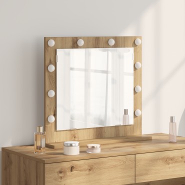 vidaXL Καθρέφτης Vanity με LED φώτα Artisan Oak 60x55x18 εκ