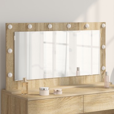 vidaXL Καθρέφτης τουαλέτας Sonoma Oak MDF, Γυαλί 100 x 55 x 18 εκ.