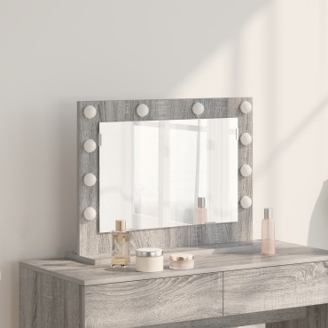 vidaXL Καθρέφτης Vanity Γκρι Sonoma MDF, Γυαλί 60 x 45 x 18 εκ.