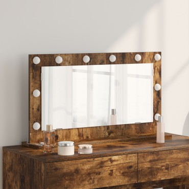 vidaXL Καθρέφτης Vanity Καπνιστός δρυς, ασημί Ξύλο, γυαλί 80 x 45 εκ