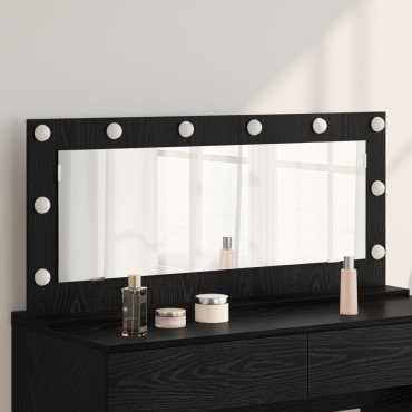 vidaXL καθρέφτης μακιγιάζ με φώτα LED Μαύρη Δρυς 100x45x18 εκ