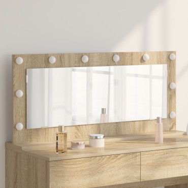 vidaXL Καθρέφτης Vanity με LED φώτα Sonoma Oak 100x45x18 εκ.