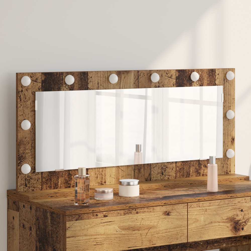 vidaXL Καθρέφτης Vanity με LED Φώτα Παλιό Ξύλο 100x45x18 εκ.