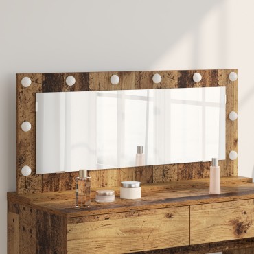 vidaXL Καθρέφτης Vanity με LED Φώτα Παλιό Ξύλο 100x45x18 εκ.
