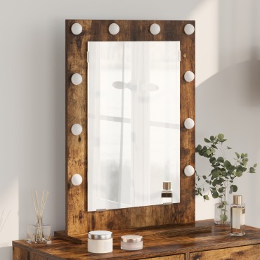 vidaXL Καθρέφτης Vanity Καπνιστό ξύλο Ξύλο, Γυαλί 70 x 50 x 18 εκ