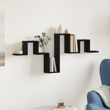 vidaXL Ράφι Τοίχου Μαύρο Δρυς 104,5x10x43cm Επεξεργασμένο Ξύλο 1 τεμ.