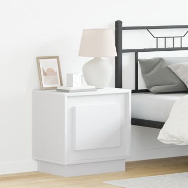 vidaXL Κομοδίνα με LED Φώτα 2 τεμ. Λευκό 44x34,5x45 εκ