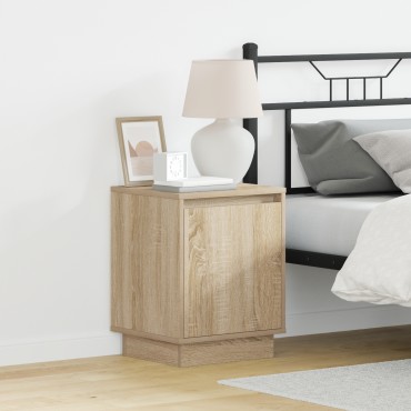 vidaXL Κομοδίνο με LED Φωτισμό Sonoma Oak 39x34,5x50 εκ 1 τεμ.