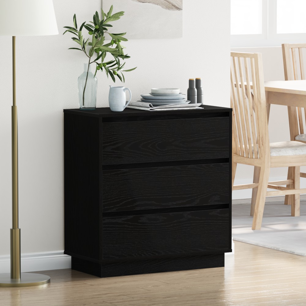 vidaXL Κομοδίνο Μαύρη Οξυά 71x34,5x75cm Επεξεργασμένο ξύλο 1 τεμ.
