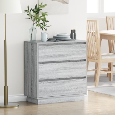 vidaXL Κομοδίνο Γκρι 71x34,5x75cm Επεξεργασμένο ξύλο 1 τεμ.