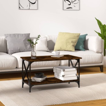 vidaXL Τραπεζάκι Σαλονιού Καπνιστή Δρυς 80x45x45cm Επεξεργασμ. Ξύλο 1 τεμ.