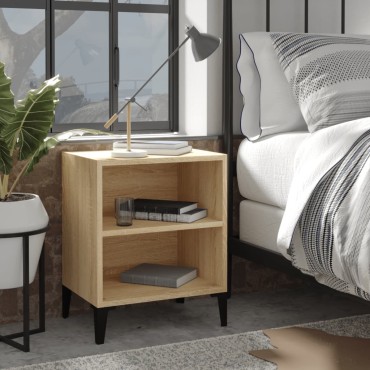 vidaXL Κομοδίνο Sonoma Δρυς 40x30x50cm με Μεταλλικά Πόδια 1 τεμ.