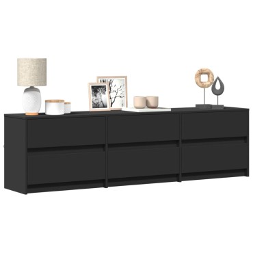 vidaXL Έπιπλο Τηλεόρασης με LED Μαύρο 180x34x50cm από Επεξ. Ξύλο